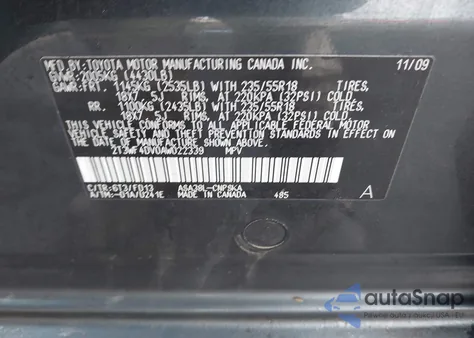 2010 Toyota Rav4 Sport z USA, uszkodzony, nr VIN 2T3WF4DV0AW022339